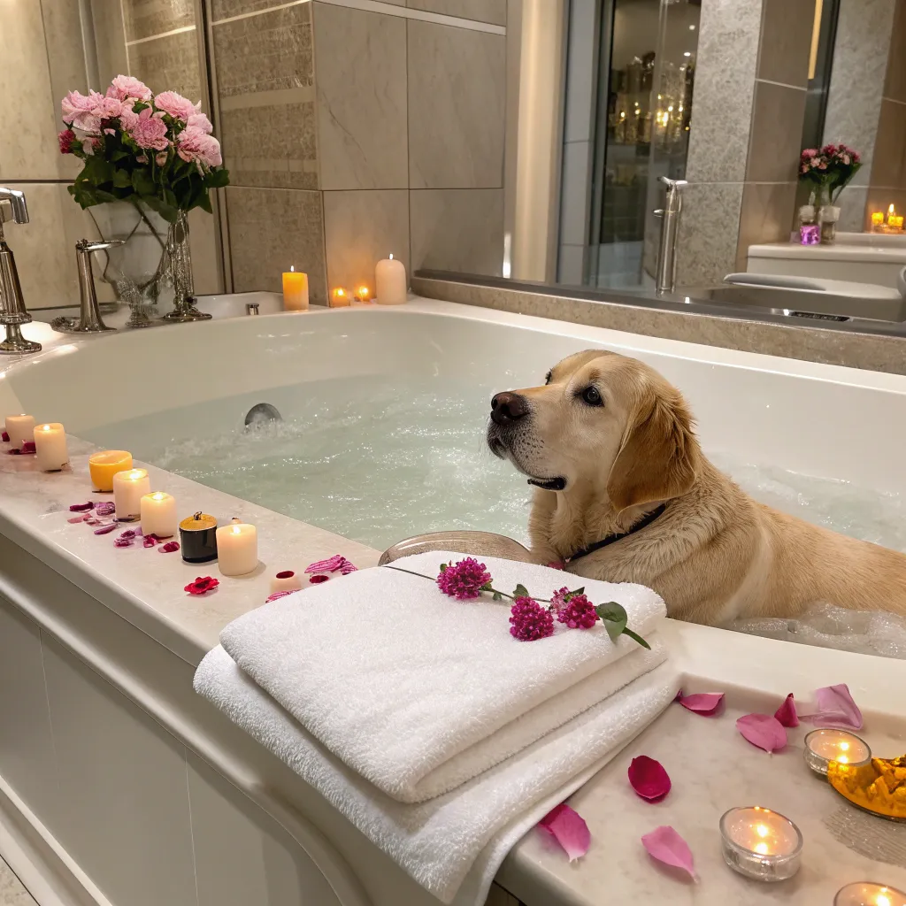 A luxurious spa bath for a dog